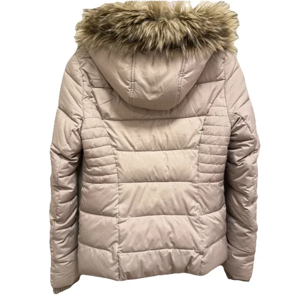 Abercrombie & Fitch Women Puffer Jacket Hooded Beige XS - Picture 5 of 7